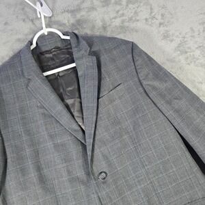 Perry Ellis Gray‎ Plaid Blazer Classic Fit Two Button Jacket XXL Reg